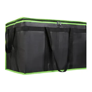 1-Pack Insulated Food Delivery Bag, XXX-Large Commercial Food Warmer for Uber Eats/Doordash, Insulated Reusable Grocery Cooler/Hot Bags, Tote Bag for Shopping/Travel, Black with Green Edge