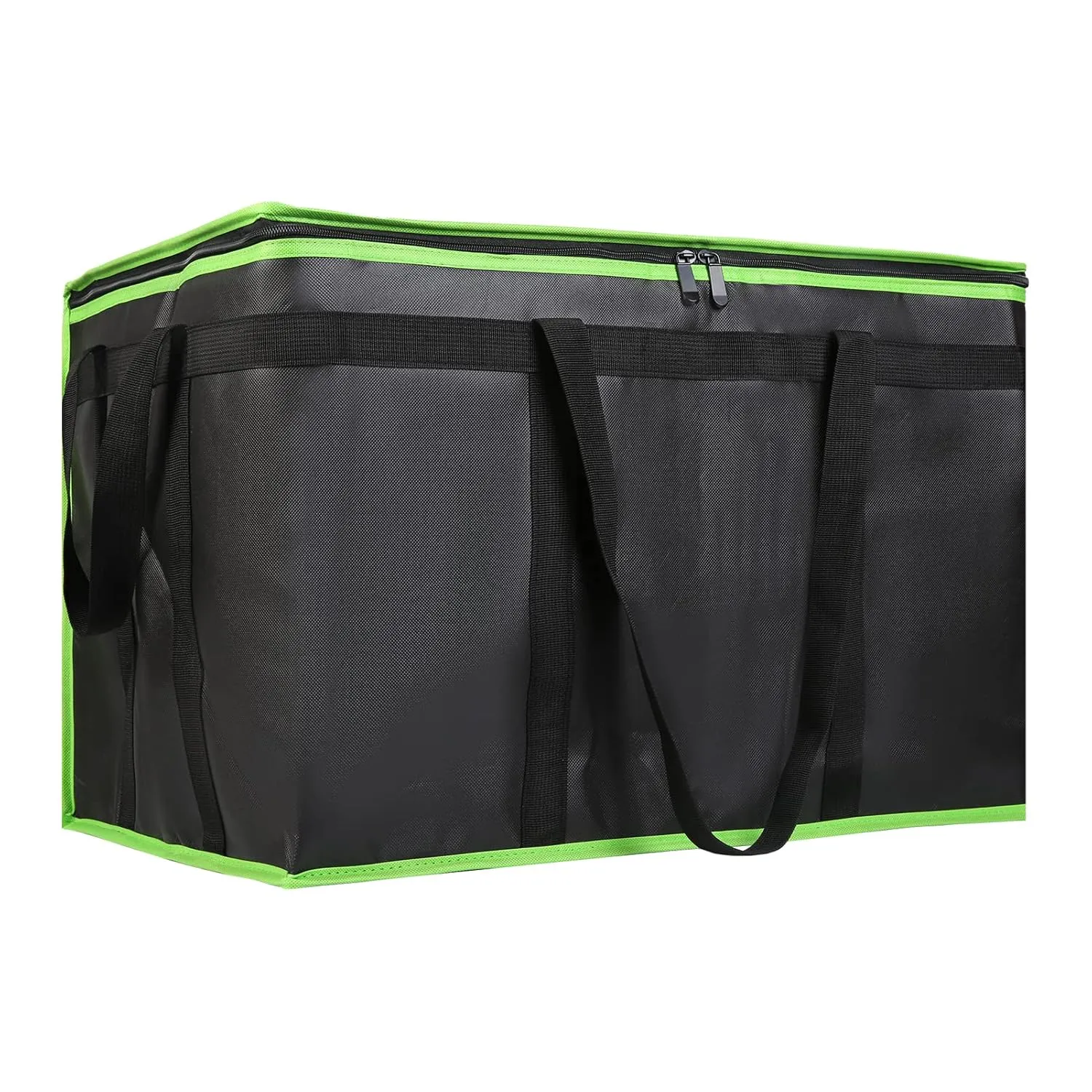 1-Pack Insulated Food Delivery Bag, XXX-Large Commercial Food Warmer for Uber Eats/Doordash, Insulated Reusable Grocery Cooler/Hot Bags, Tote Bag for Shopping/Travel, Black with Green Edge