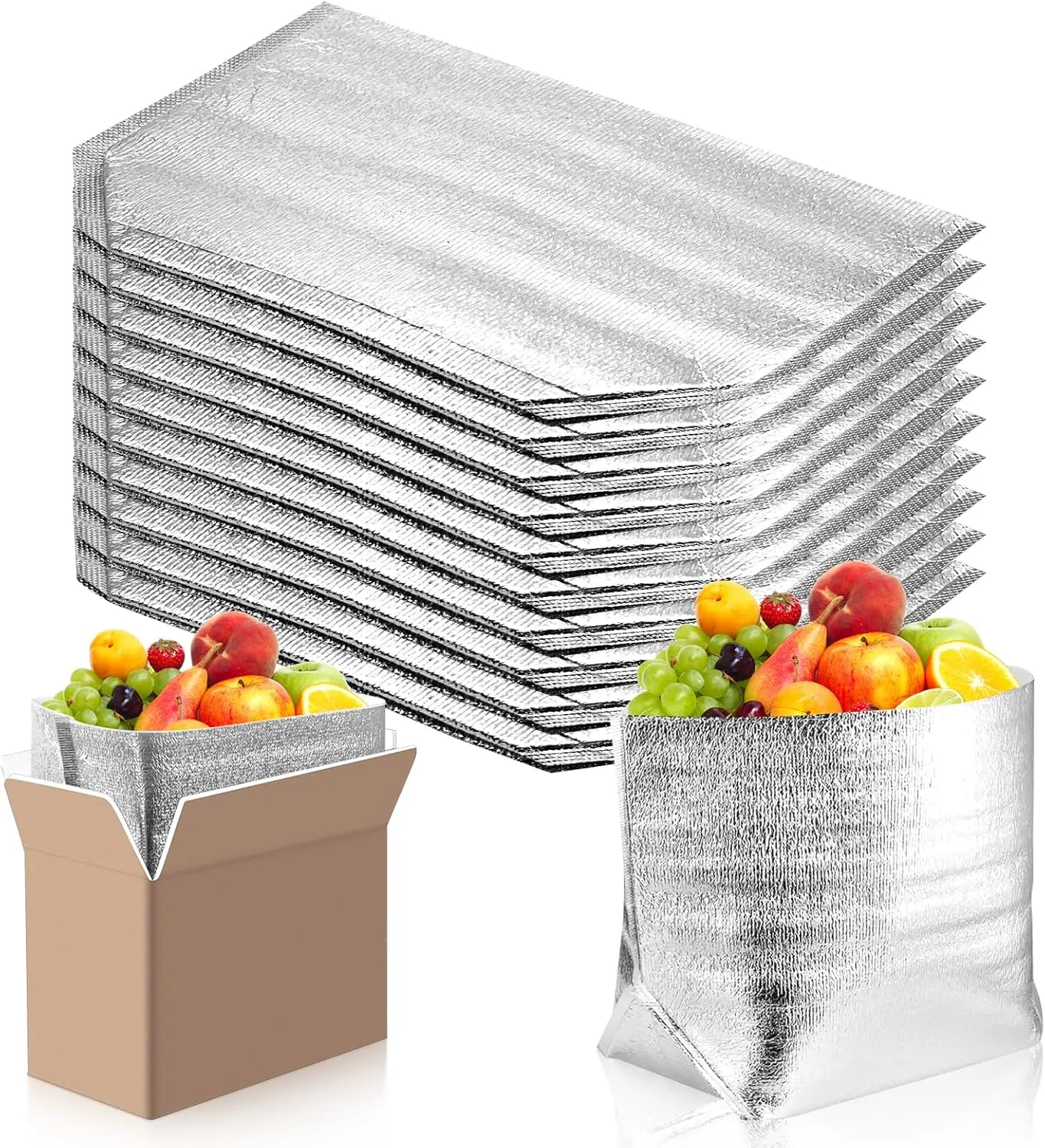 10 Pack Insulated Shipping Bags, Thermal Box Liners for Frozen and Hot Food, Large Waterproof Reusable Insulation Bags for Shopping Bag Insulation Lining Camping Picnic（14" x 9" x 13"）