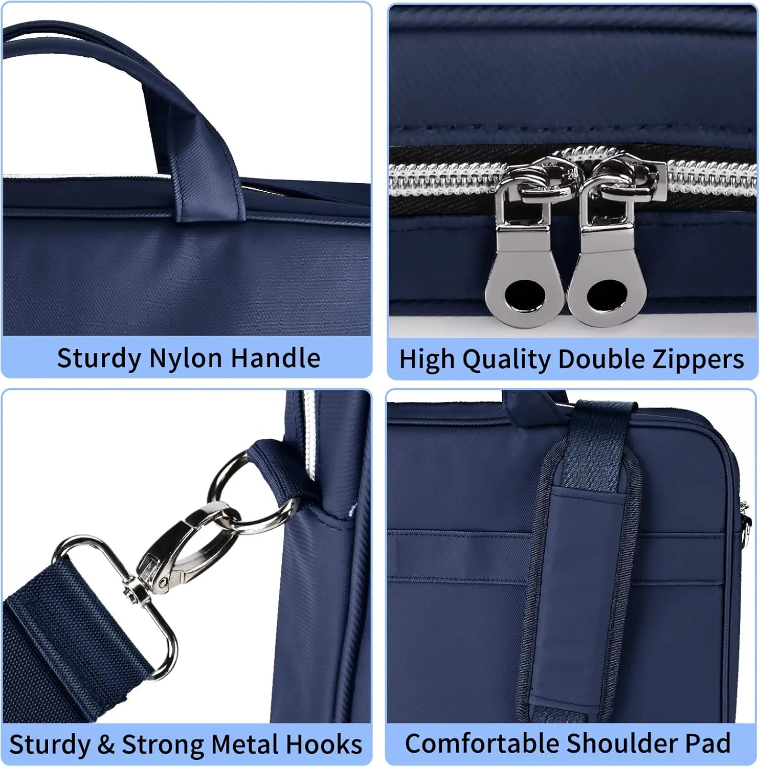 15.6 Inch Laptop Bag for Men Women Water Resistant Computer Carrying Case Slim Laptop Briefcase with Shoulder Strap Durable Laptop Sleeve Compatible for Lenovo, HP, Dell, Asus