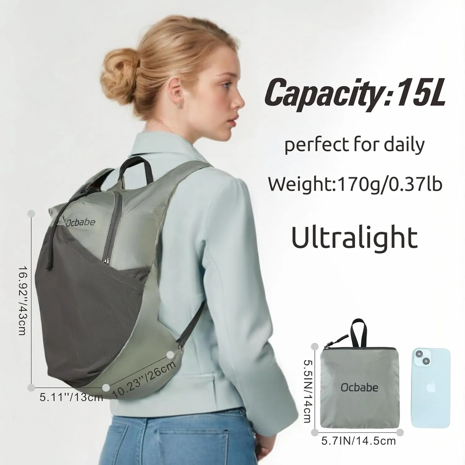 15L Small Packable Lightweight Backpack Hiking Daypack Water Resistant Foldable Outdoor Camping Travel Bag for Women Men