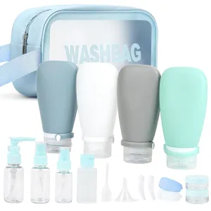 18 Pc Travel Bottle Set - TSA Approved, Leak Proof, Comes with 3 oz Bottles, Funnel, Toothbrush Cover