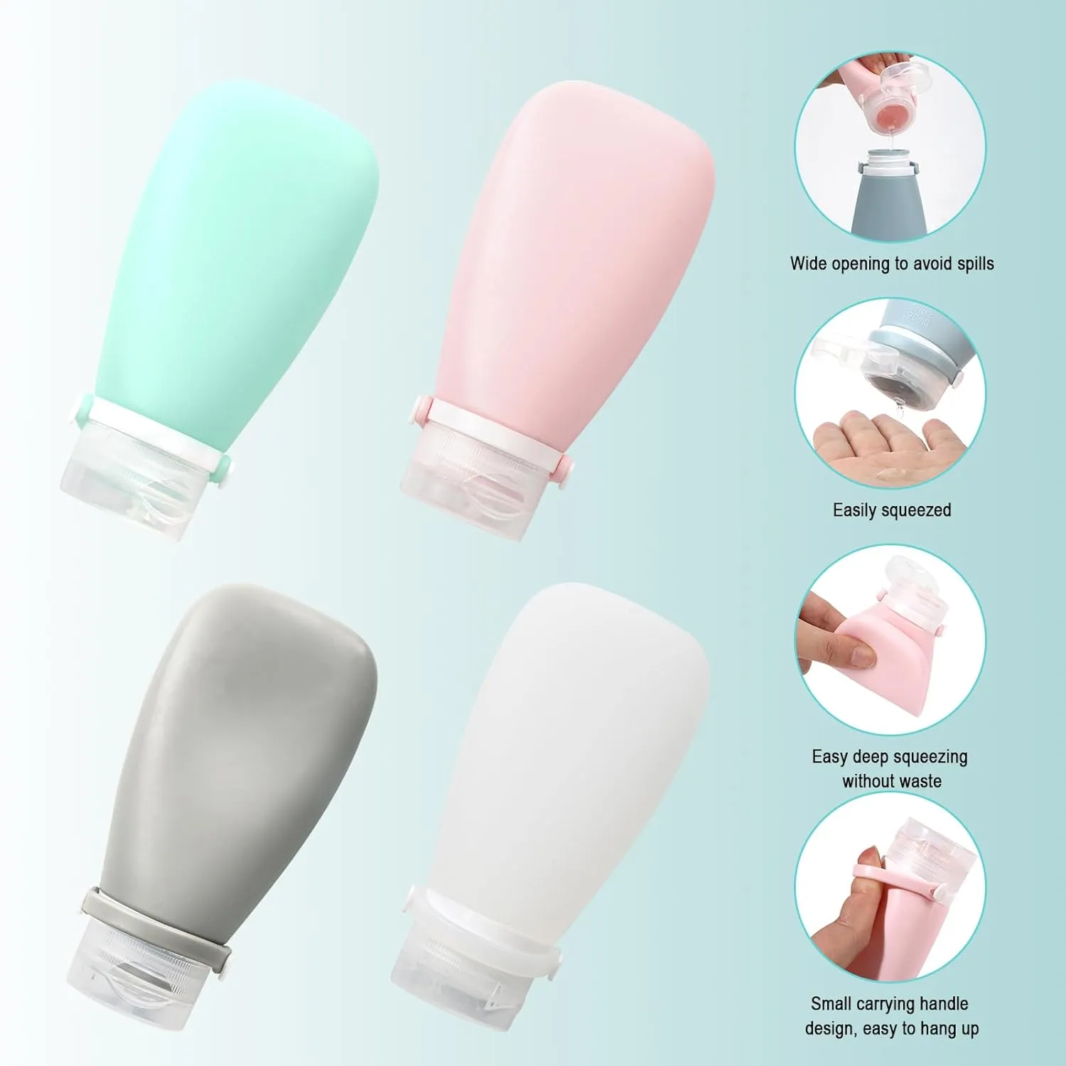 18 Pc Travel Bottle Set - TSA Approved, Leak Proof, Comes with 3 oz Bottles, Funnel, Toothbrush Cover