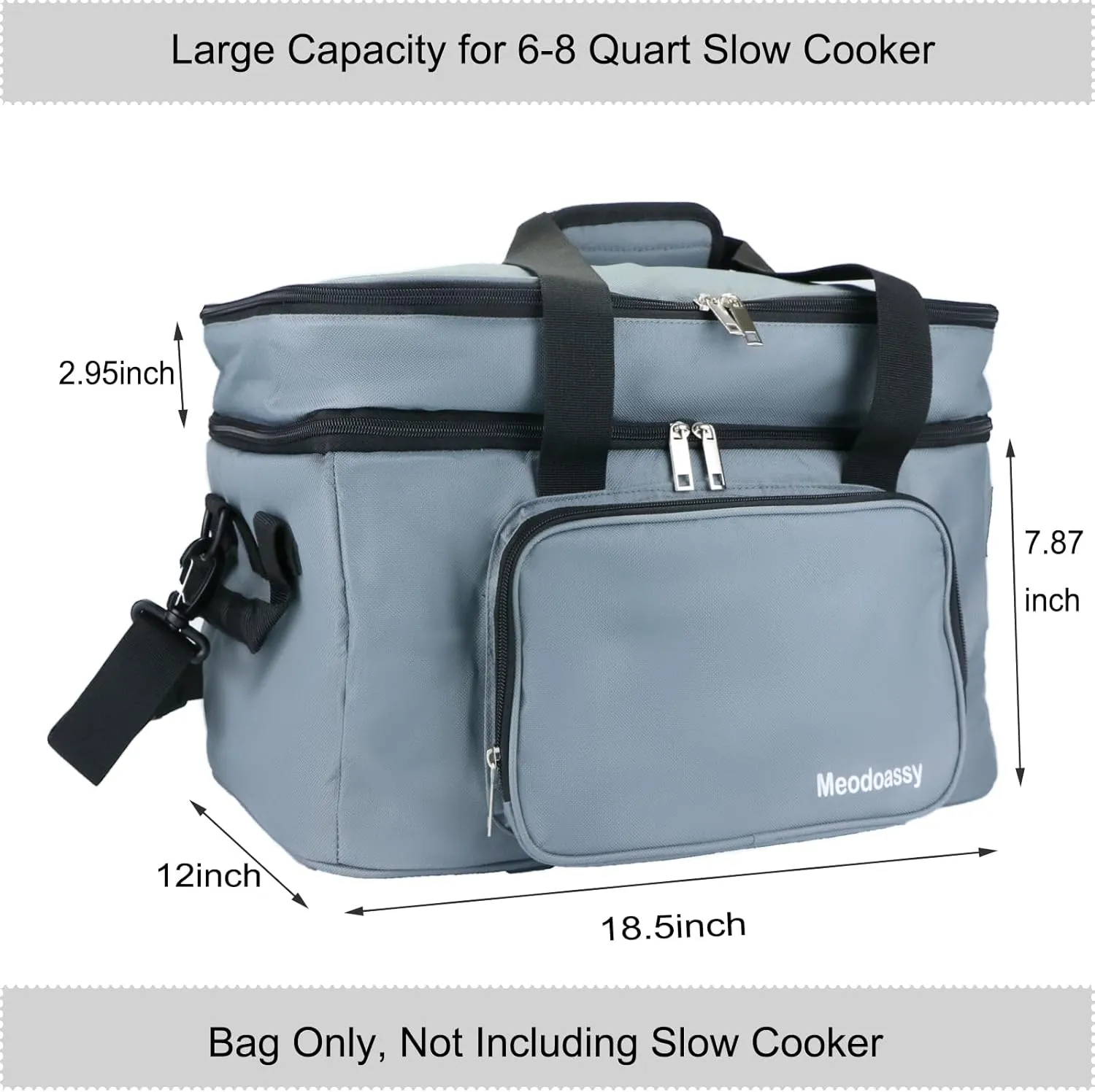 2 Layer Slow Cooker Carrying Bag Compatible with Crockpot 6-8 Quart,Slow Cooker Carrier Bag for Hamilton Beach,Insulated Travel Bag Intensification for Family Gathering Potluck