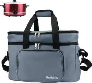 2 Layer Slow Cooker Carrying Bag Compatible with Crockpot 6-8 Quart,Slow Cooker Carrier Bag for Hamilton Beach,Insulated Travel Bag Intensification for Family Gathering Potluck