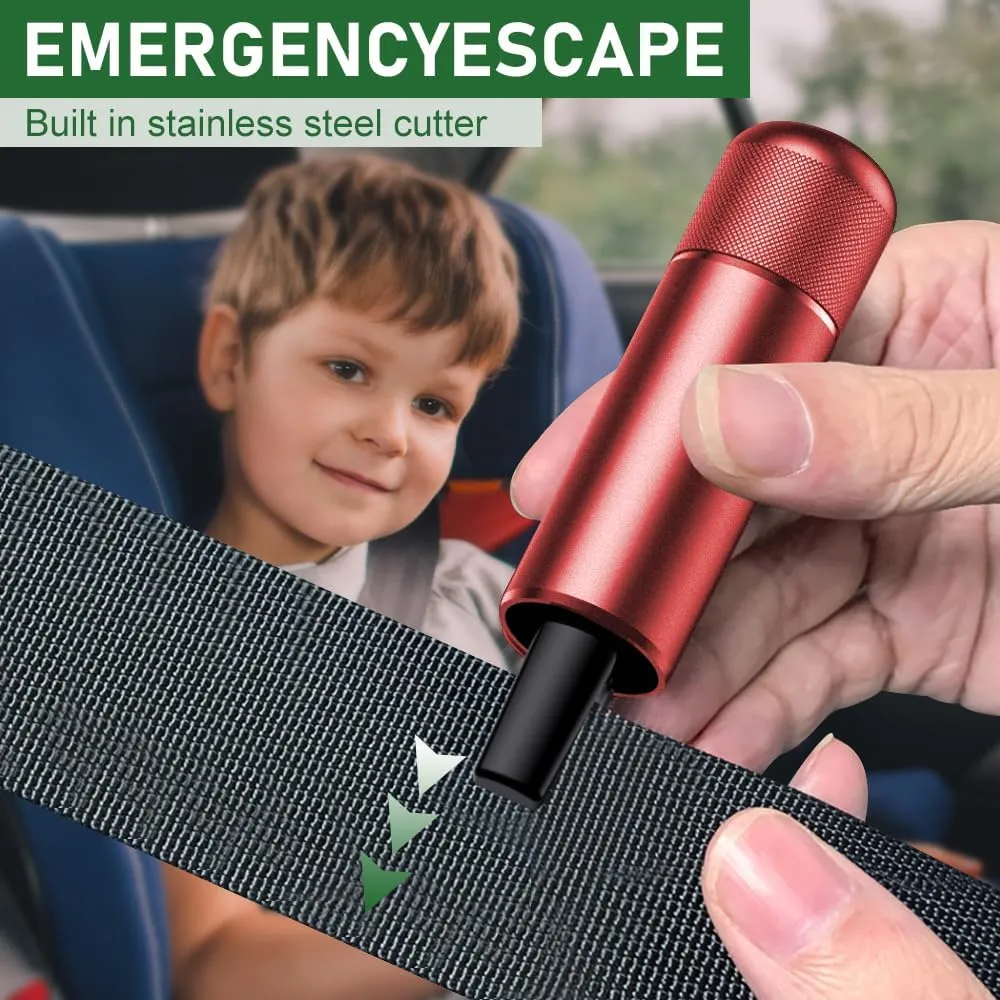 2 Pack Car Safety Hammer Safehammer One Second Window Breaker, Seatbelt Cutter and Glass Breaker Emergency Escape Tool (Red)