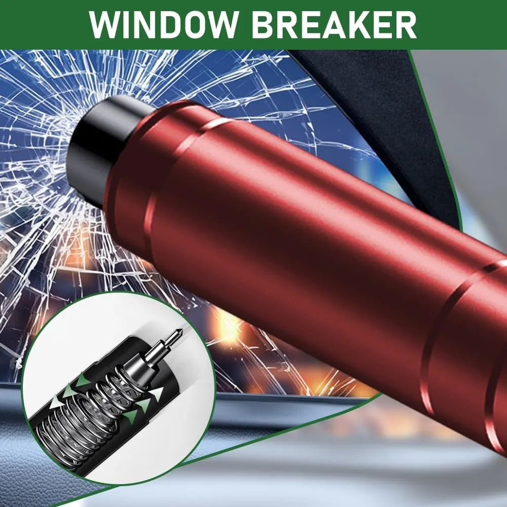 2 Pack Car Safety Hammer Safehammer One Second Window Breaker, Seatbelt Cutter and Glass Breaker Emergency Escape Tool (Red)