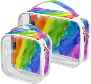 2 Pack Clear Makeup Bag, Rainbow Pride Car Pouches For Organization Waterproof Travel Toiletry Bags For Women Girl