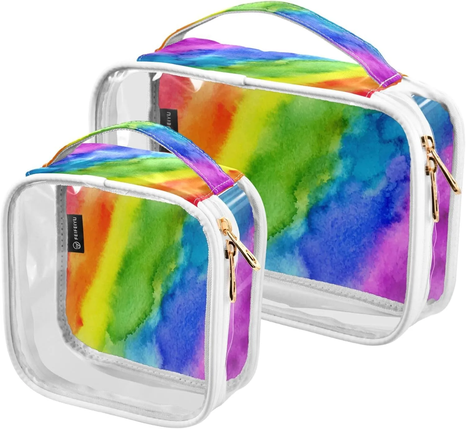 2 Pack Clear Makeup Bag, Rainbow Pride Car Pouches For Organization Waterproof Travel Toiletry Bags For Women Girl