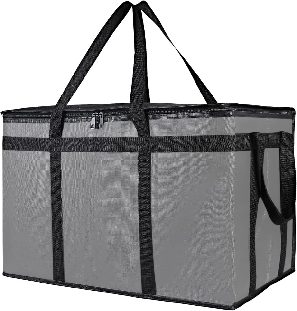 2-Pack Insulated Food Delivery Bag, XXX-Large Meal Grocery Tote Insulation Bag for Hot and cold Food, Commercial, Large Capacity Reusable Warming Bag (Gray 23x15x14 Inch)