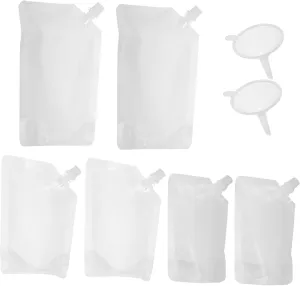 2 Sets Disposable Juice Bags Funnels Pouches Lightweight Portable Beverage Packaging for Parties Barbecues and Outdoor Activities No Leak Design