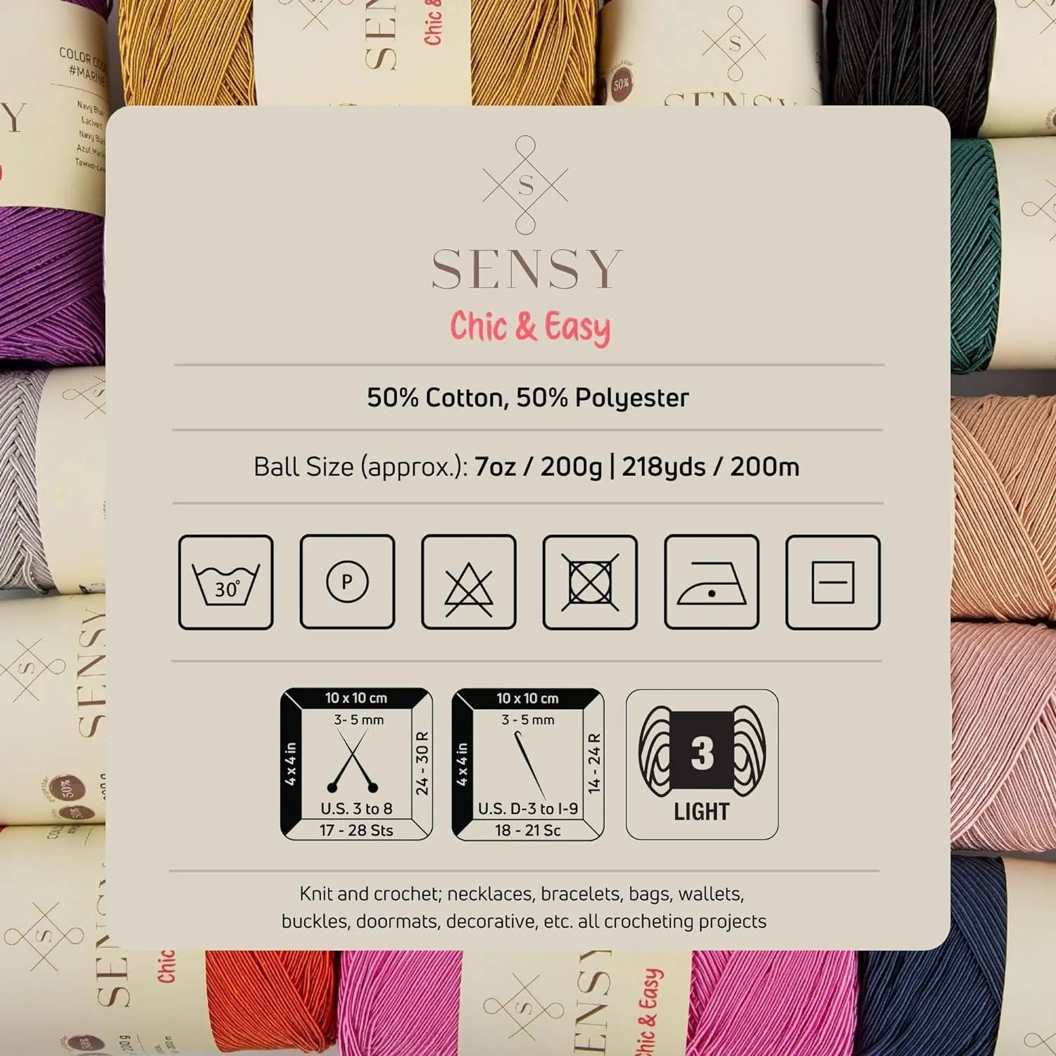 2 Skeins of Sensy Premium Chic & Easy 1.5mm 218 Yards 50% Cotton 50% Polyester Rope Crochet Bag Cord Crochet Thread (Red)