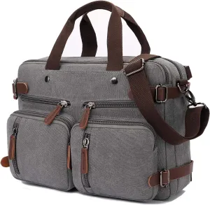 3 in 1 Convertible Laptop Backpack, 17.3 inch Messenger Bag for Men, Multi-Functional Travel Laptop Bag for College Men Women (17.3 Inch, Grey)
