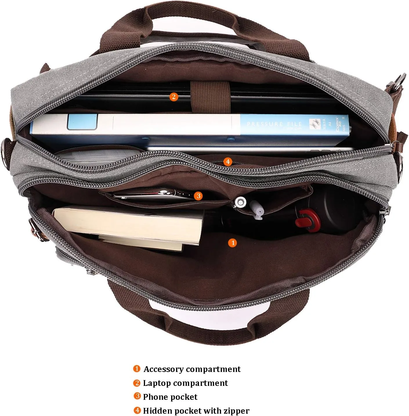 3 in 1 Convertible Laptop Backpack, 17.3 inch Messenger Bag for Men, Multi-Functional Travel Laptop Bag for College Men Women (17.3 Inch, Grey)