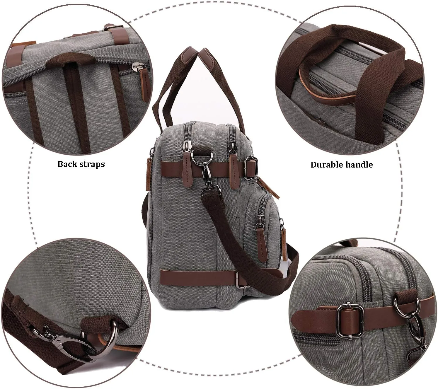 3 in 1 Convertible Laptop Backpack, 17.3 inch Messenger Bag for Men, Multi-Functional Travel Laptop Bag for College Men Women (17.3 Inch, Grey)