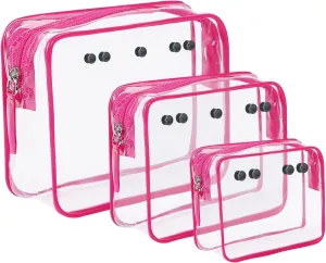 3 packs Clear Bogg Bag Pouches for Bogg Bag Accessories Clear Beach Tote Storage Travel Cosmetic Organizer(Rose red)