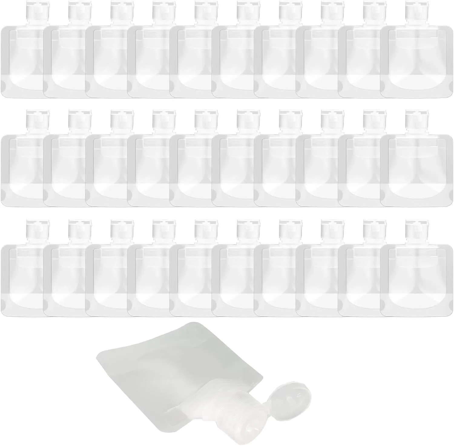 30 Pcs Travel Pouches for Toiletries,Portable Travel Fluid Makeup Packing Bag Squeeze Pouches Refillable Clear Travel Containers for Shampoo Conditioner Lotion Soap Liquids (30ml)