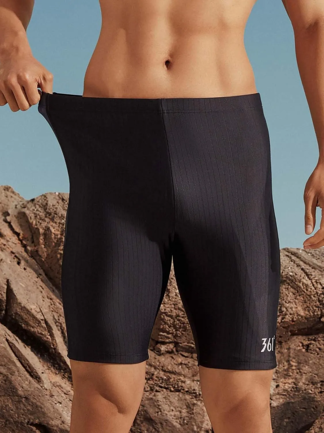 361° Swim Jammers for Men, Pro Racing Training Swimsuit, Chlorine Resistant Endurance Mens Swim Suit Swimwear Tech Pant