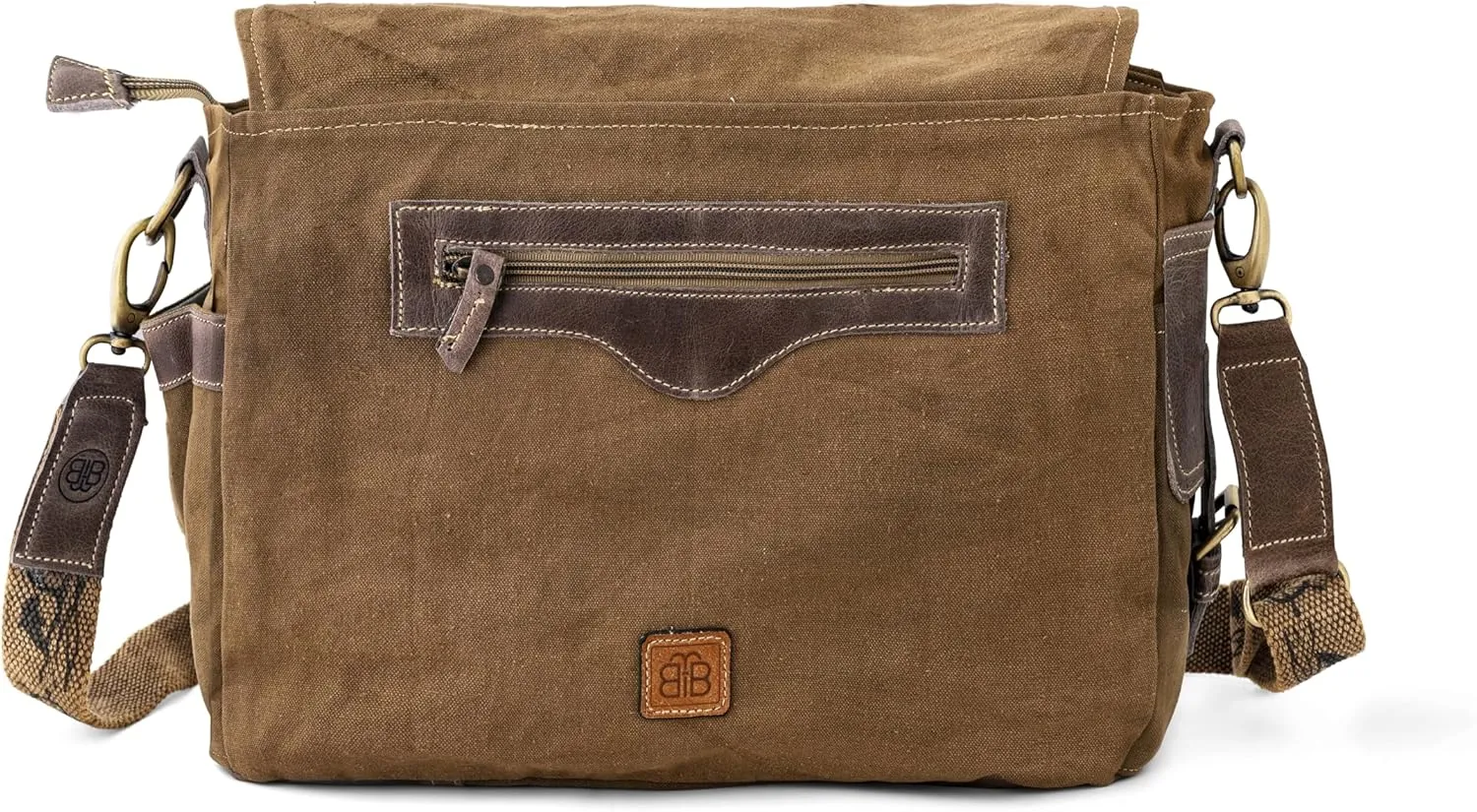 3B-Vintage Print Sel De Mer Upcycled Military Leather Canvas Shoulder Bag Laptop Messenger Bags Medium Crossbody 2 Straps