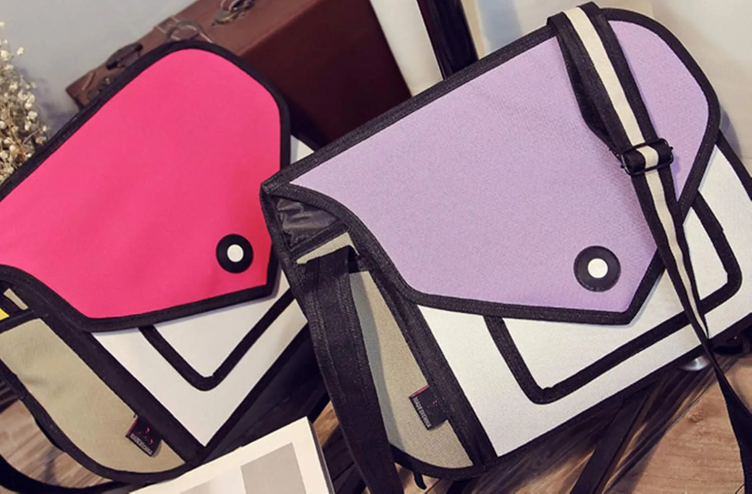 3D Style 2D Drawing Cartoon Handbag Shoulder Canvas Messenger Bag