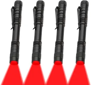 4 Pack Red Light Flashlight, Red LED Flashlight Red Light Pen Light Flashlight Super Bright Red Flashlight Red Torch for Astronomy, Aviation, Night Observation and Outdoor Activities