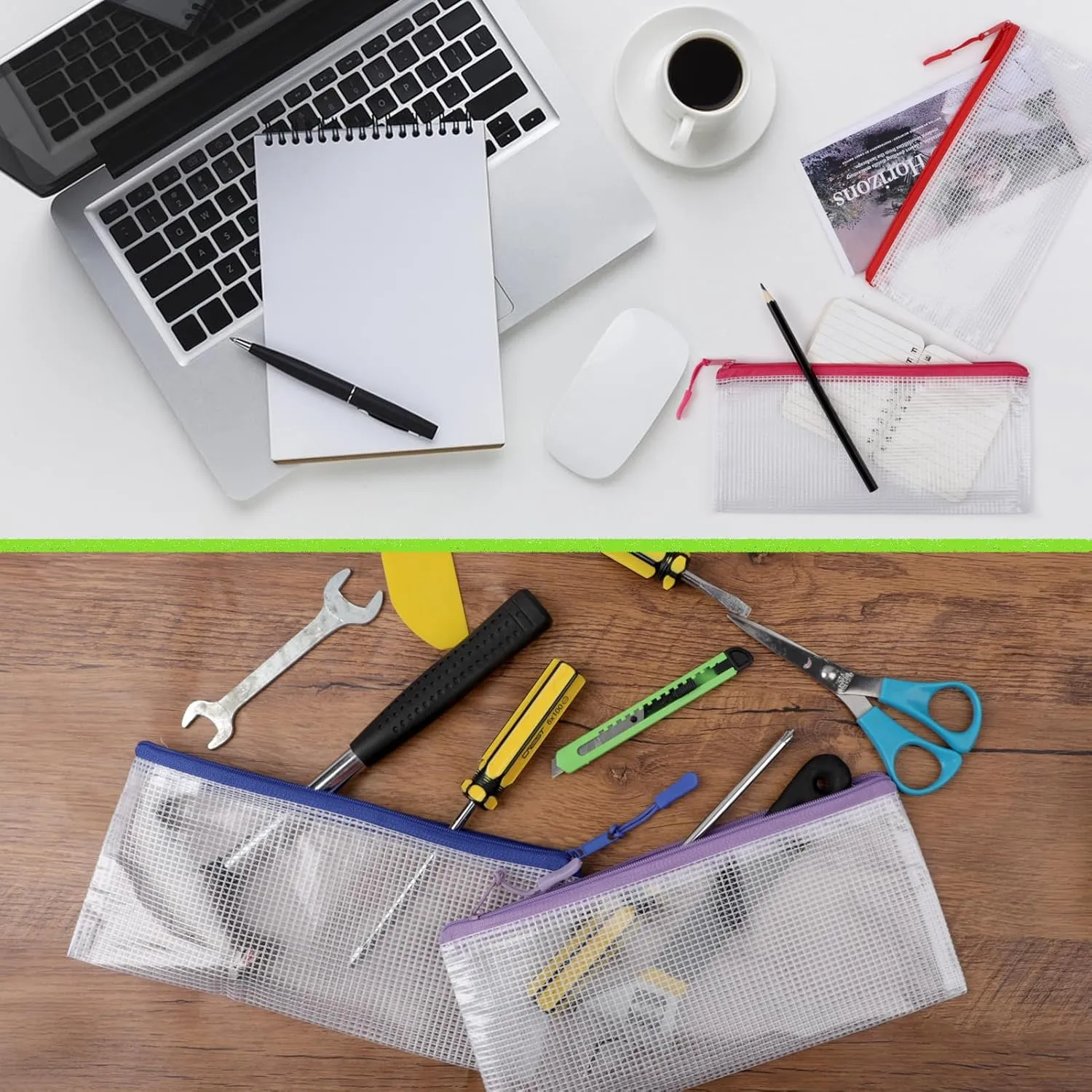48 Pack Mesh Zipper Pouch Bags - Small, Clear Pencil Pouch Bulk, Travel Storage