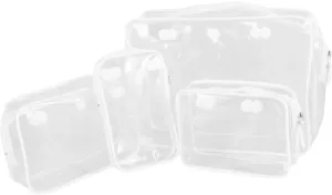 4pcs Clear Beach Bag Organizer Transparent Toiletry Bags for Travel Makeup and Essentials Durable Plastic Storage with Ample Space for Phones Cosmetics and Daily Items