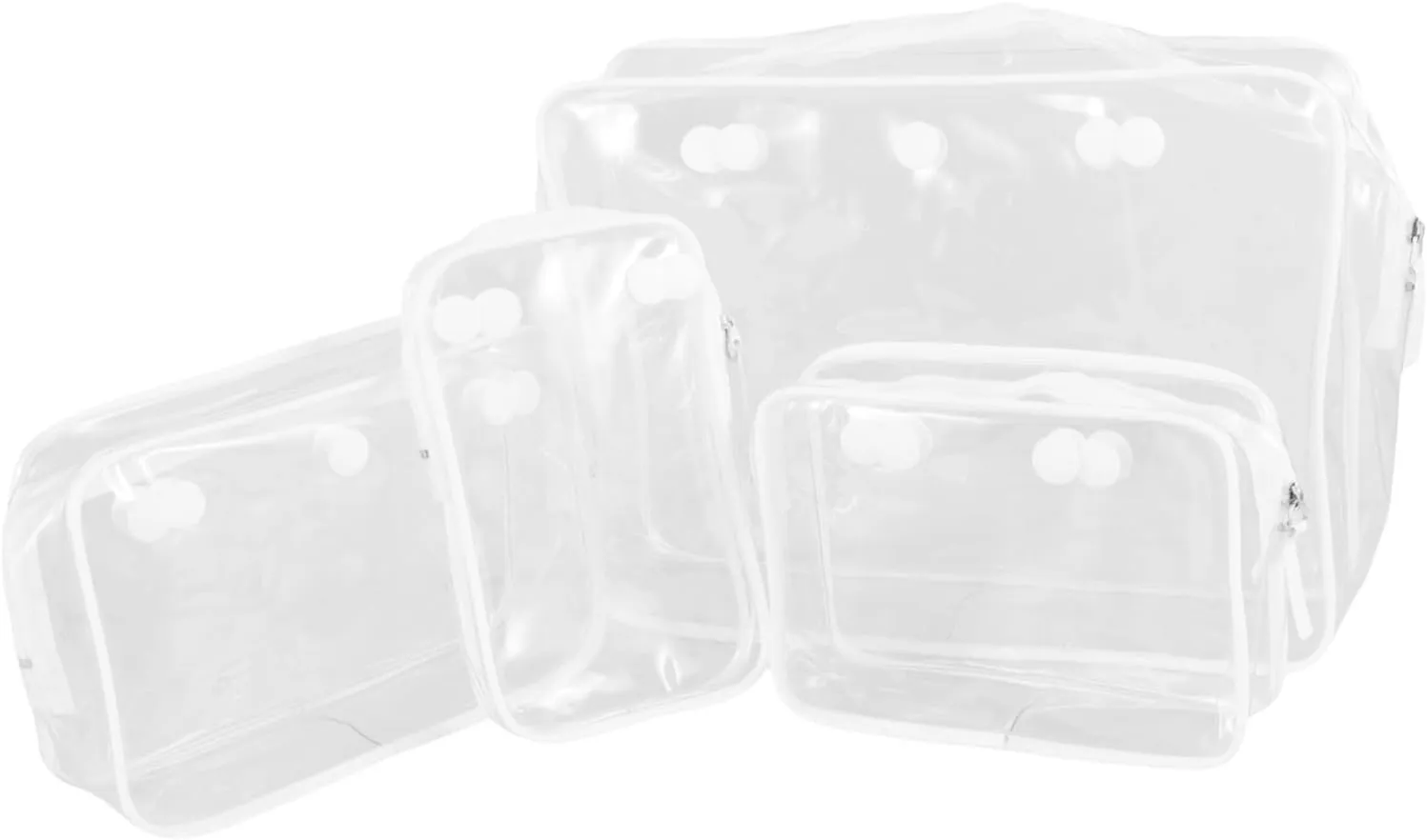 4pcs Clear Beach Bag Organizer Transparent Toiletry Bags for Travel Makeup and Essentials Durable Plastic Storage with Ample Space for Phones Cosmetics and Daily Items