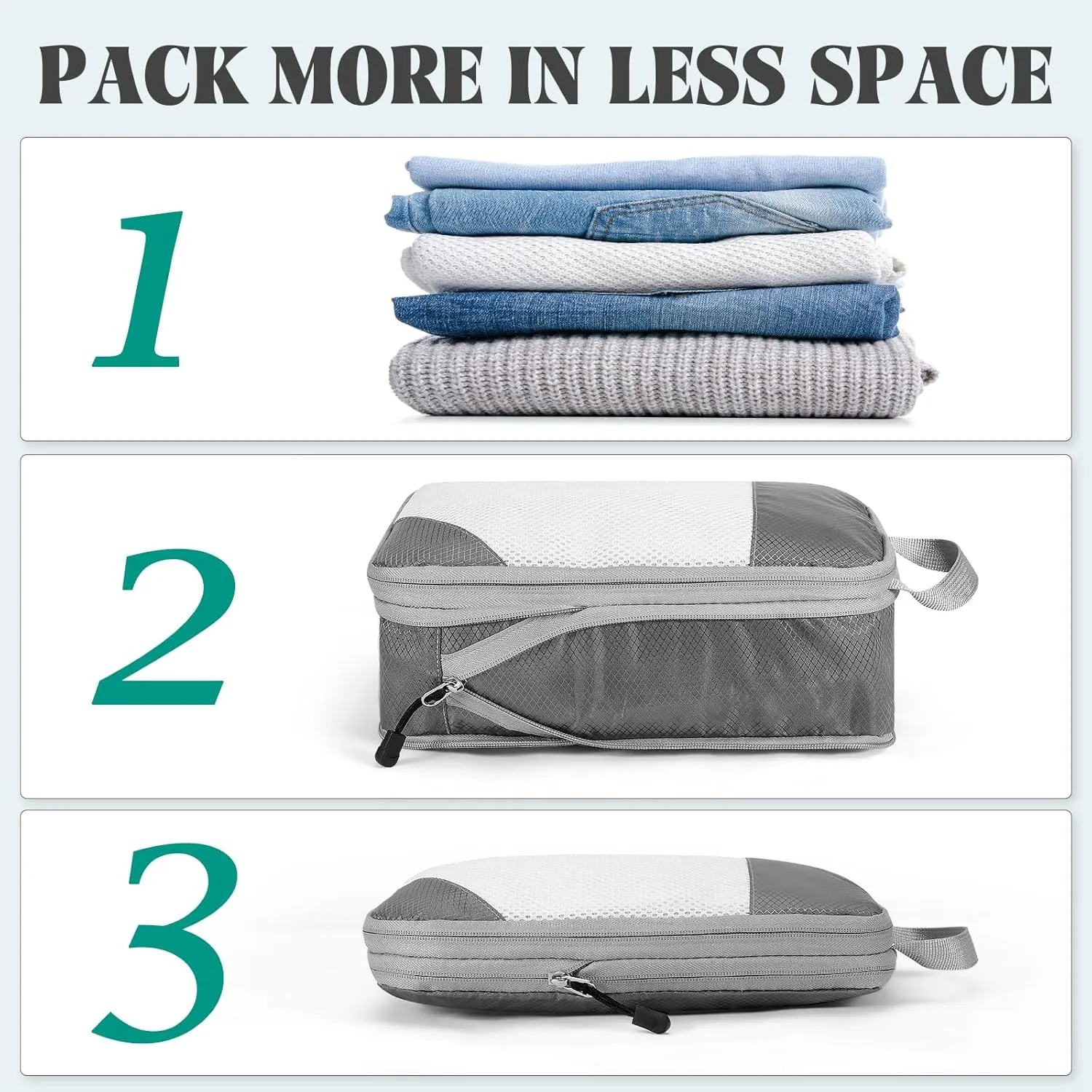 5 Set Compression Packing Cubes Travel: Suitcase Organizers Bags for Compression Luggage Organizer Bags for Traveling Packing Organizers for Travel Essentials Accessories, Beige