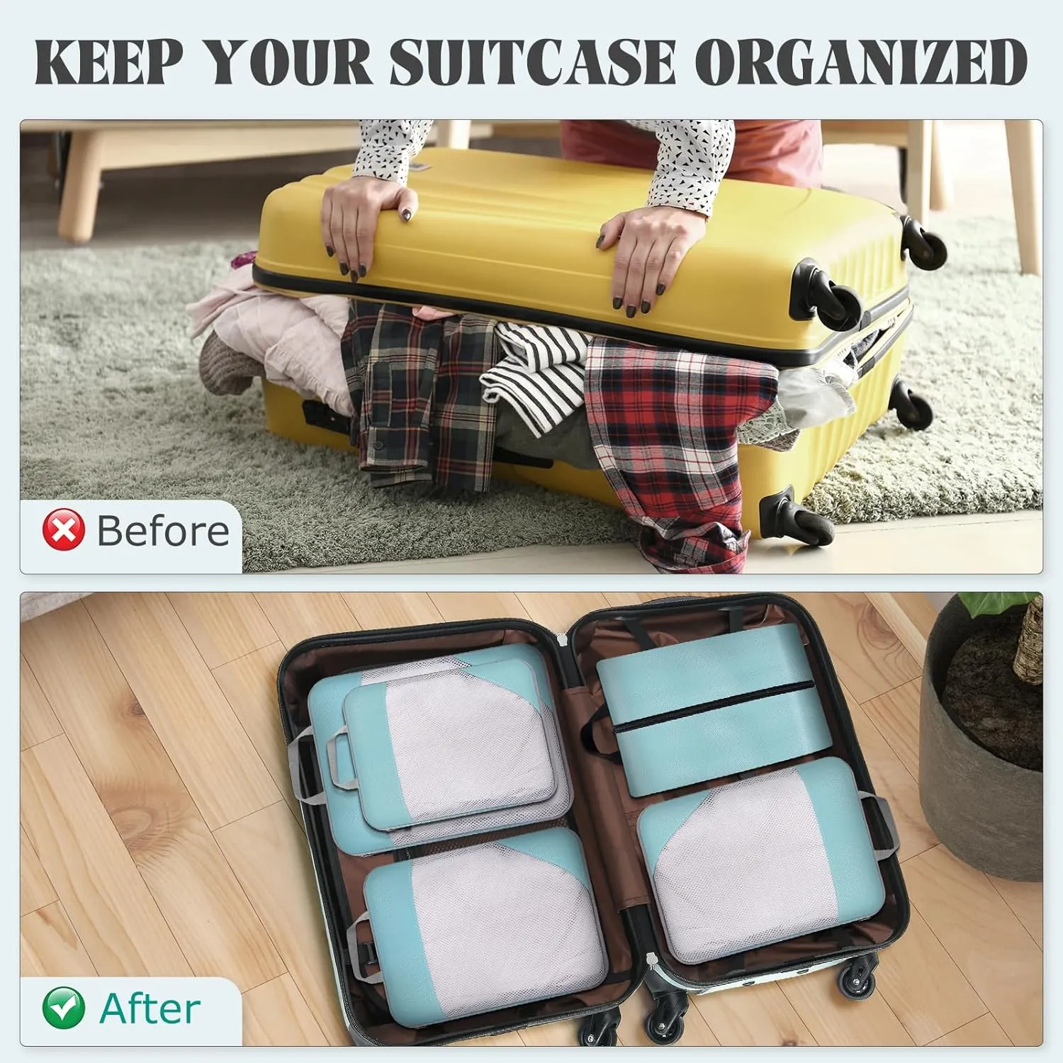 5 Set Compression Packing Cubes Travel: Suitcase Organizers Bags for Compression Luggage Organizer Bags for Traveling Packing Organizers for Travel Essentials Accessories, Beige