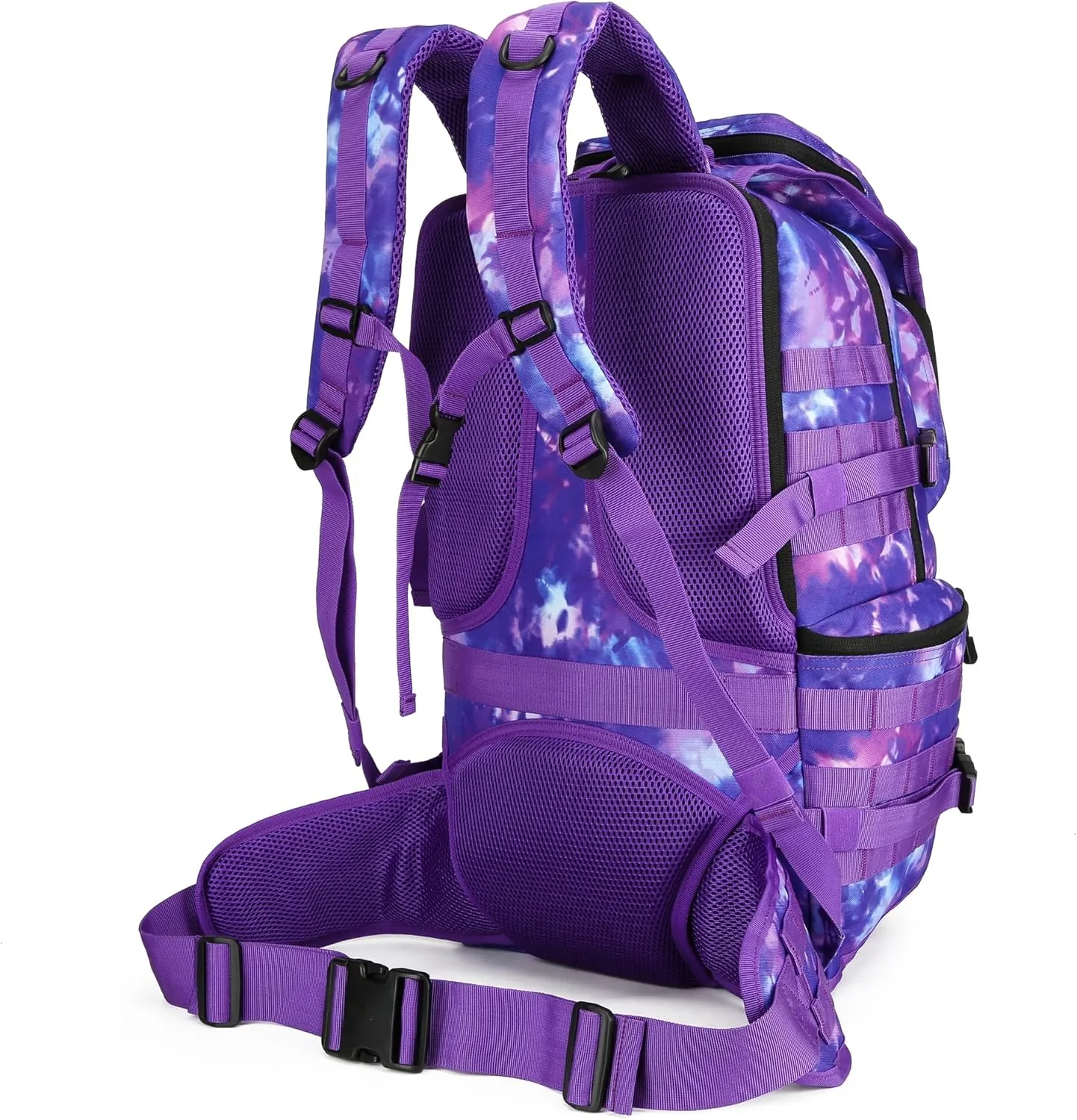 50L Military Tactical Backpack Hiking Waterproof Backpack Large Military Pack 3 Day Assault Pack Molle Bag Rucksack (Purple Camo)