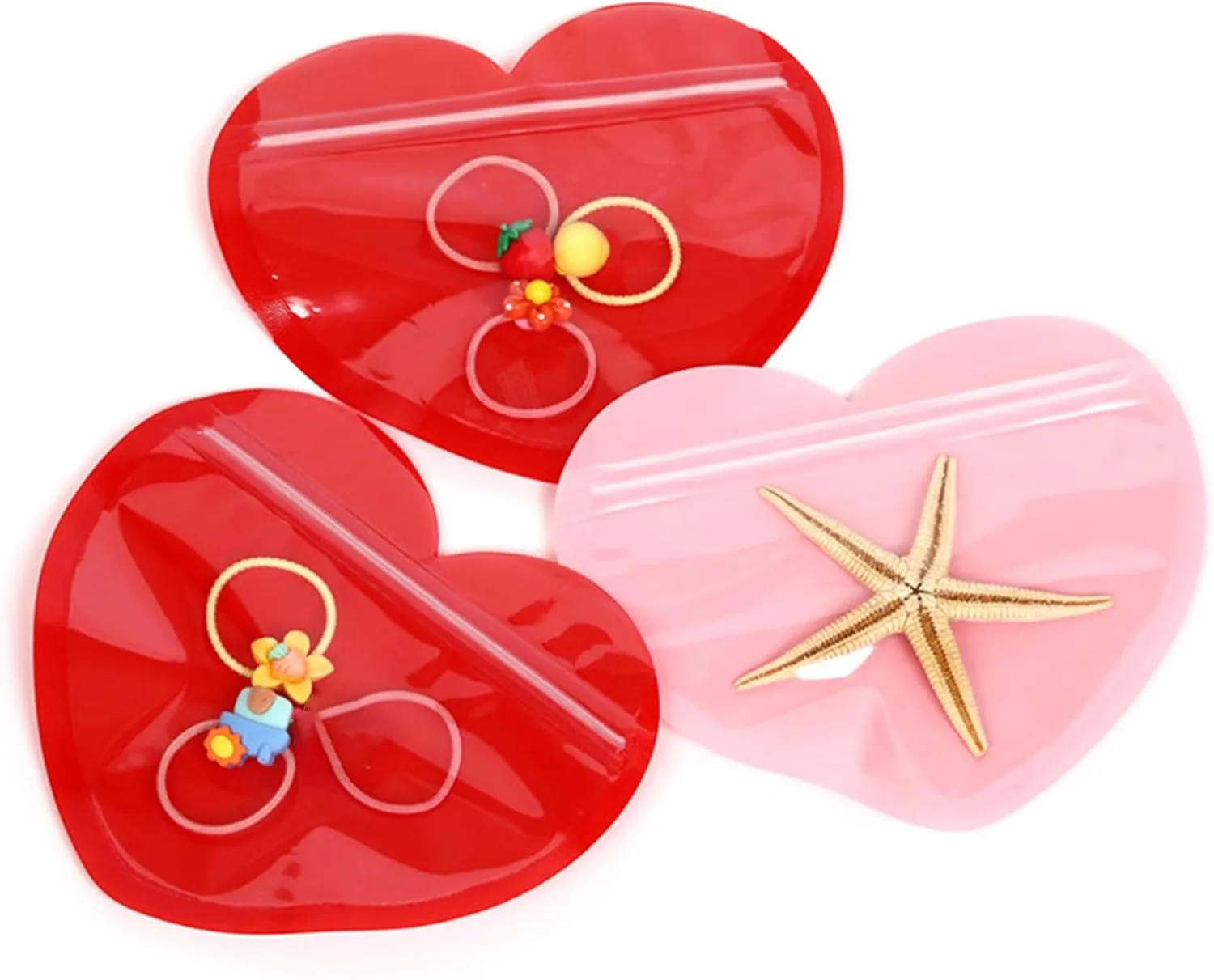 50xDurable Heart Shaped Jewelry Bag Self Sealing Jewelry Pouch Heart Shape Bag For Jewelry Zipper Lock Pouches Storage Self Sealing Jewelry Pouches Scratch Resistant Jewelry Bags Convenient Zipper