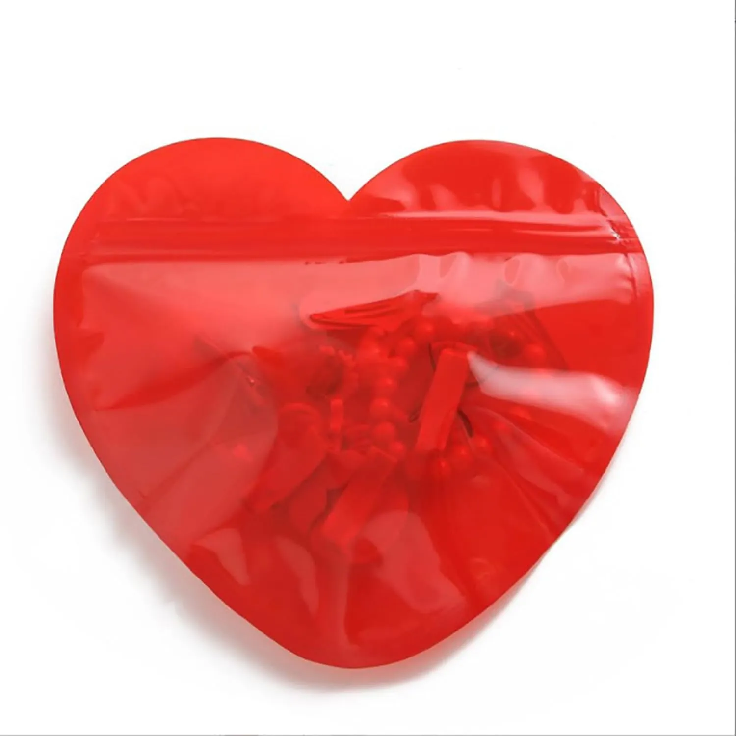 50xDurable Heart Shaped Jewelry Bag Self Sealing Jewelry Pouch Heart Shape Bag For Jewelry Zipper Lock Pouches Storage Self Sealing Jewelry Pouches Scratch Resistant Jewelry Bags Convenient Zipper