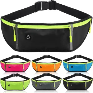 6 Pcs Slim Running Belt Fanny Pack for Women Men Water Resiatant Runners Belt 3 Pockets Reflective Workout Phone Holder Waist Bag Adjustable Running Waist Pack for Sports Hiking Traveling