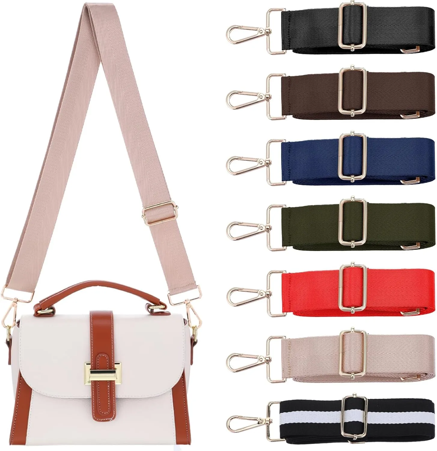 7 Pcs Wide Shoulder Purse Strap Replacement Shoulder Crossbody Straps Adjustable Belt Canvas Bag Crossbody Handbag for Women (7 Colors)