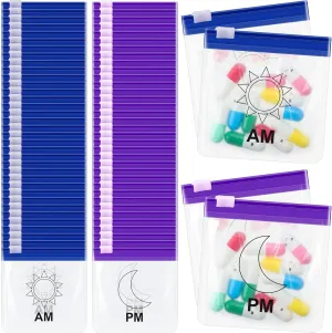70 Pcs Weekly Pill Pouch Bags Zippered Reusable Medicine Organizer Set Self Sealing Medicine Organizer Travel Plastic Pill Bags with Slide Lock for Small Items Storage(Moon and Sun)