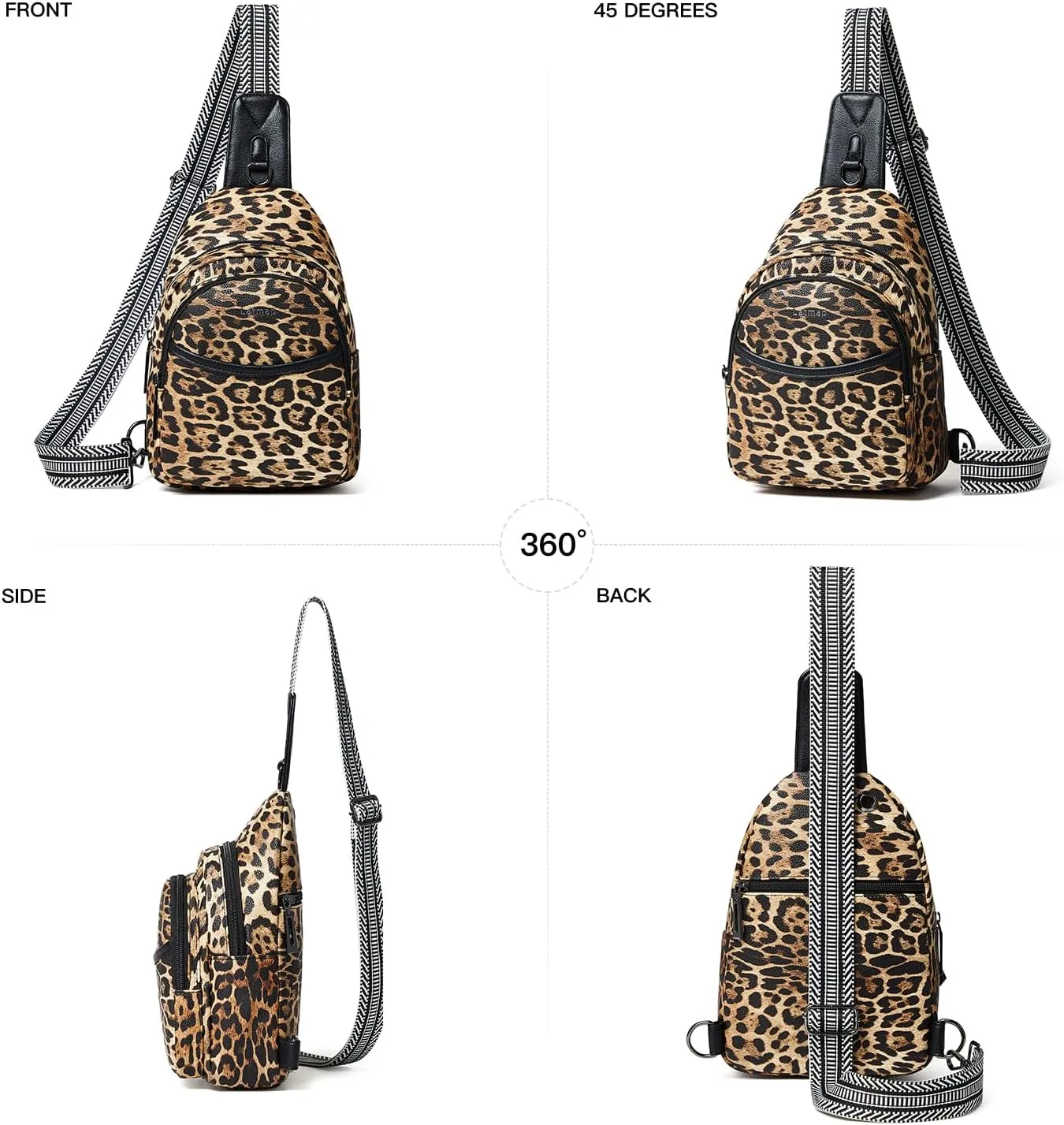 7L Sling Bag For Women Men Crossbody Shoulder Tote Blet Bags Backpack Fanny Pack Travel Purse Faux Leather