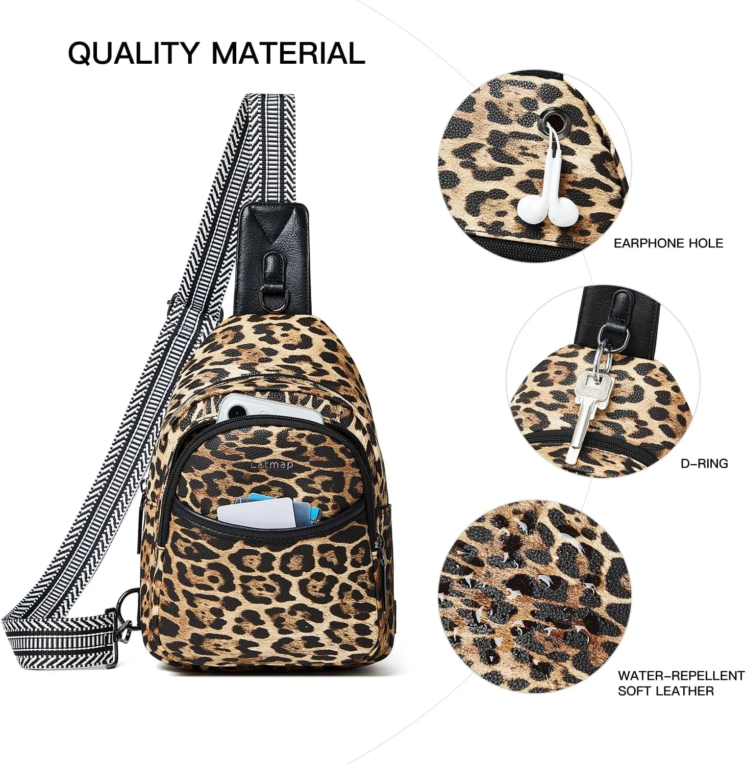7L Sling Bag For Women Men Crossbody Shoulder Tote Blet Bags Backpack Fanny Pack Travel Purse Faux Leather