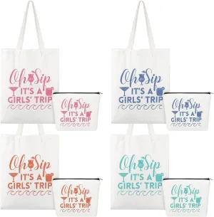 8 Pcs Women Trip Gifts Favors Women Weekend Gifts Women Weekend Tote Bag Gifts Beach Bag Travel Gifts Women Makeup Bag Cosmetic Bag for Women Friendship Female Bachelorette Galentines Day