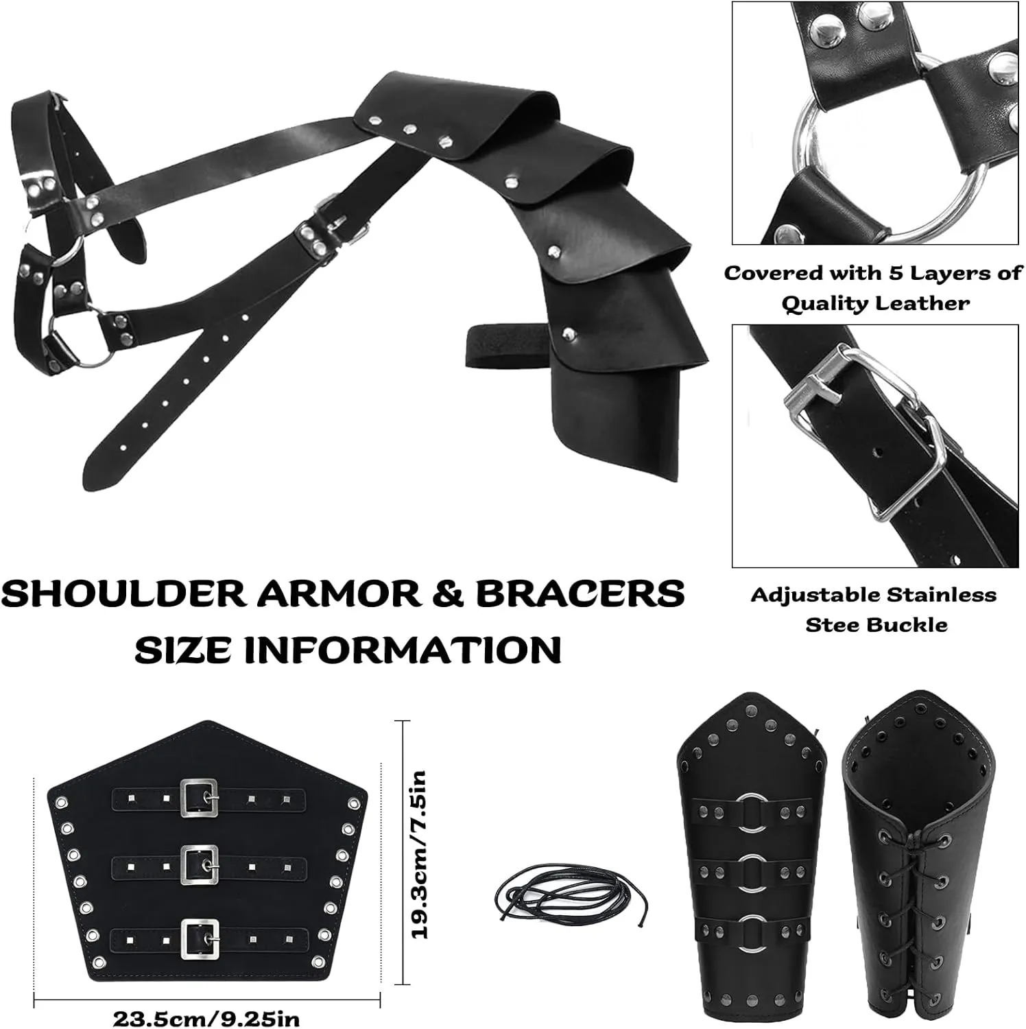 9Pcs Medieval Knight Leather Belt Shawl Men Renaissance Set Shoulder Cape Scarf Buckle Bracers Retro Sword Gloves