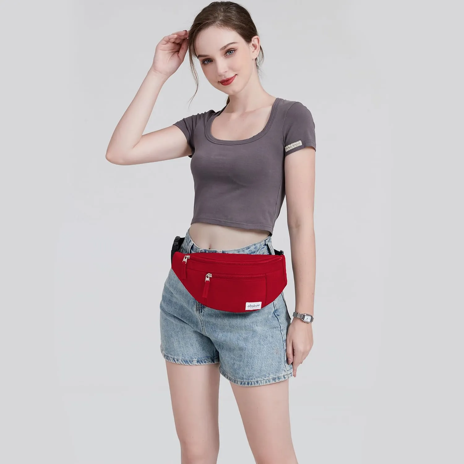 Abshoo Mens Crossbody Fanny Pack Womens Belt Bag Travel Hiking Running Waist Bag (Red)