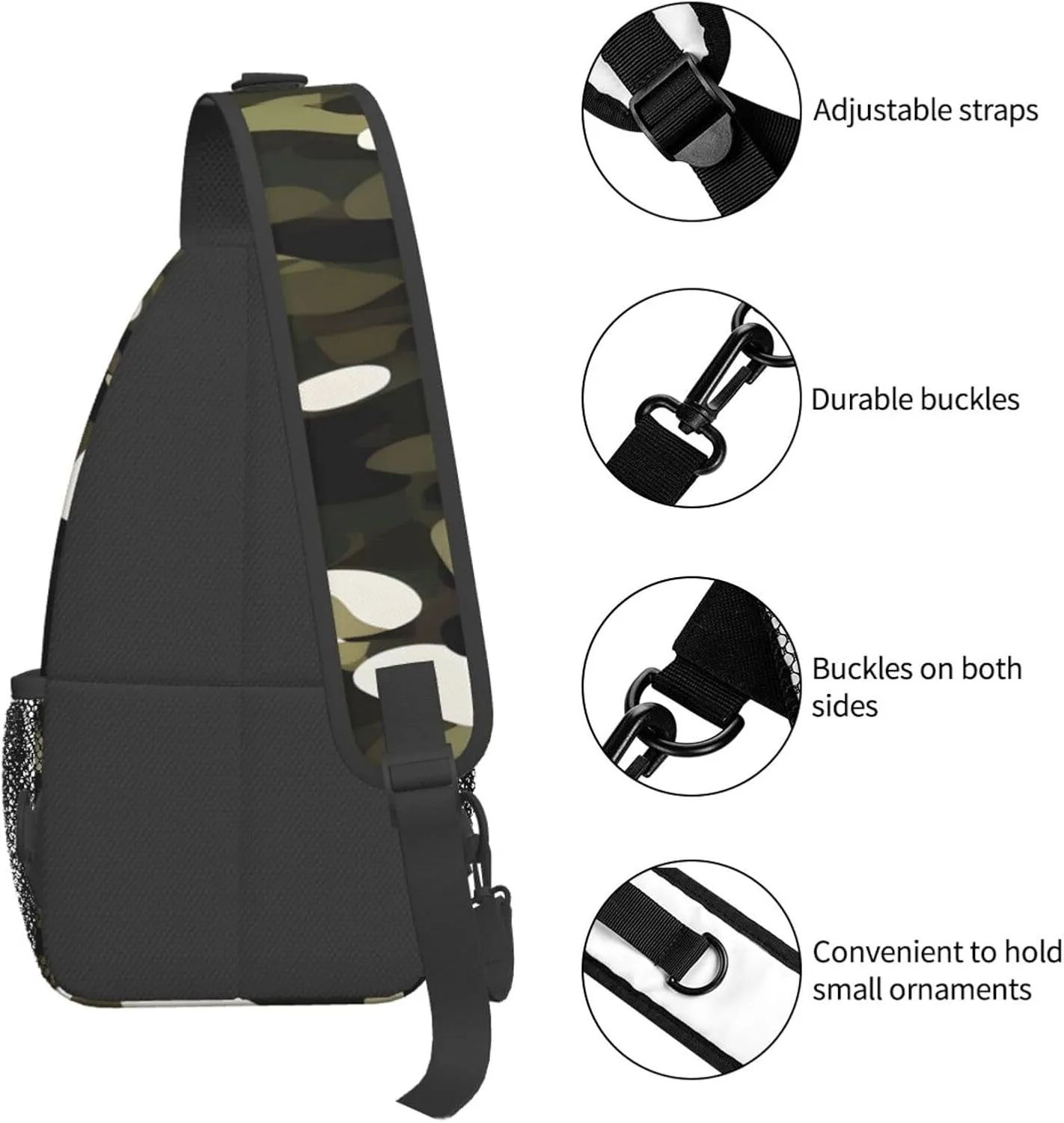 Abstract Camouflage Print Sling Backpack, Sling Bag, Crossbody Chest Bag Daypack, for Hiking Travel