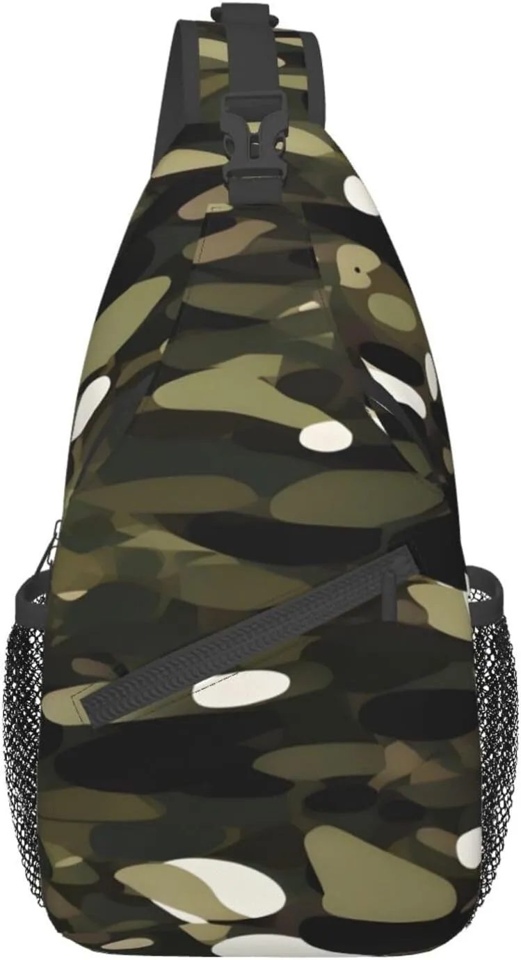 Abstract Camouflage Print Sling Backpack, Sling Bag, Crossbody Chest Bag Daypack, for Hiking Travel