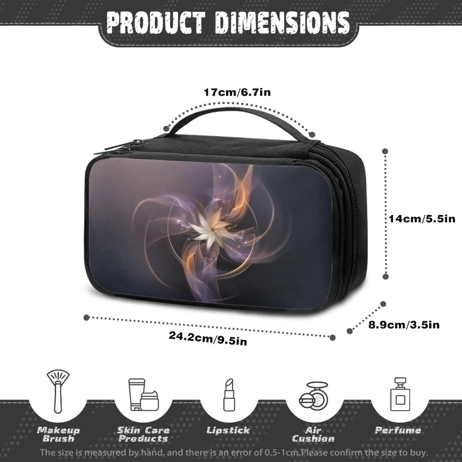 Abstract Windmill Flower Cosmetic Bag for Women Traveling Makeup Bag for Women Lightweight Make Up Bag for Madam Aesthetic Skin Care Bag for Office Supplies