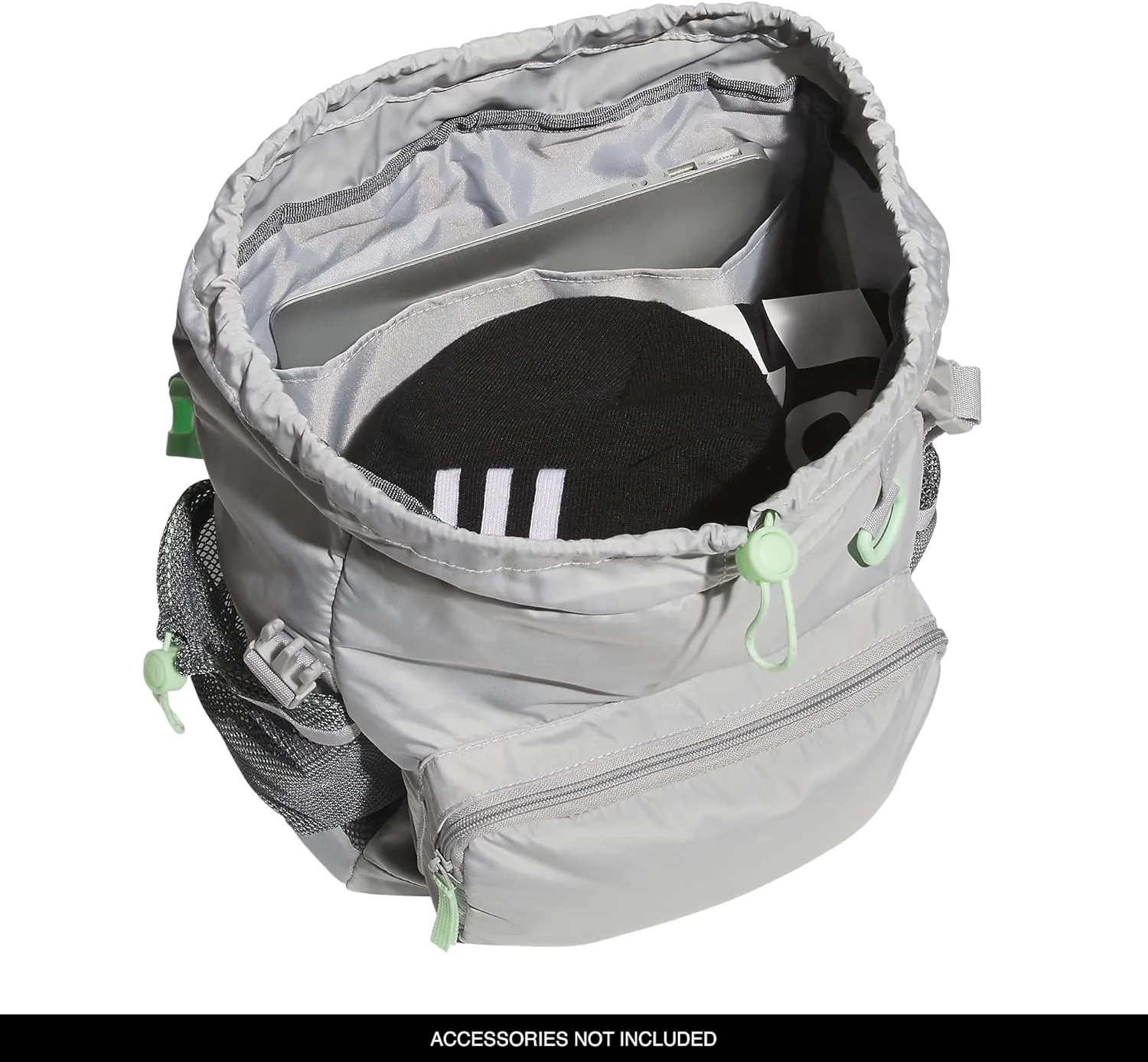 adidas Saturday Sport Fashion Compact Small Size Backpack, Grey Two/Semi Green Spark, OSFA