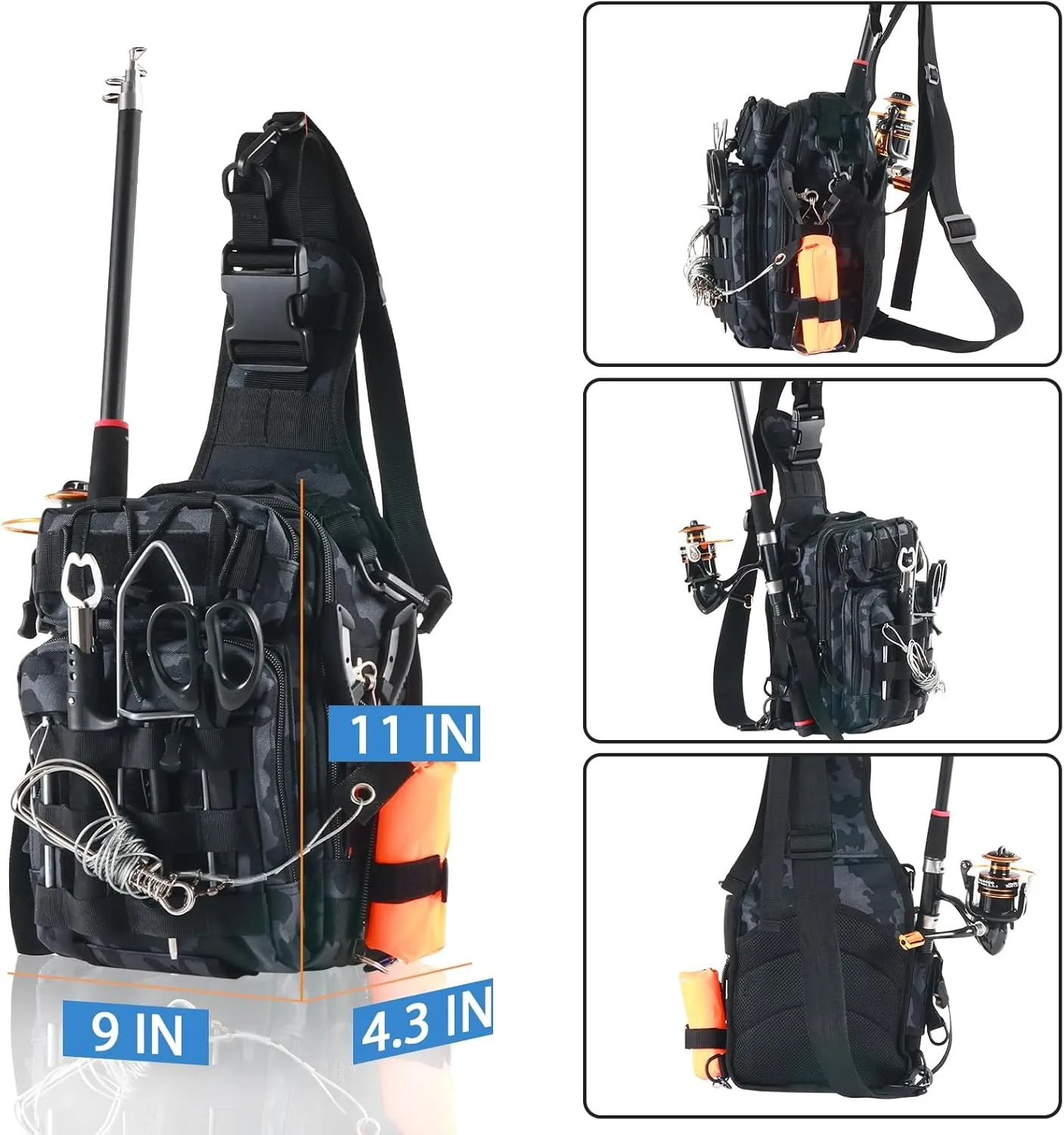 Aertiavty Fishing Backpack, Fishing Bag with Tackle Box, Compact Fishing Tackle Bag, Fishing Tackle Backpack with Rod Holder for Outdoor Sport Fishing Gifts for Men Women