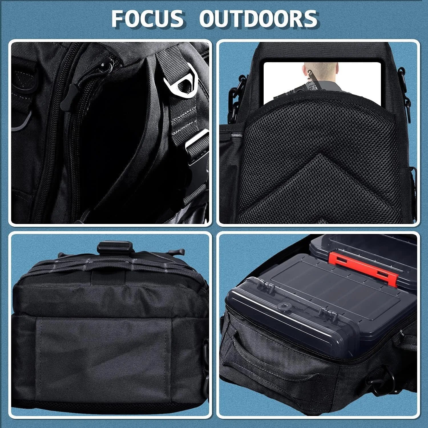 Aertiavty Fishing Backpack, Fishing Bag with Tackle Box, Compact Fishing Tackle Bag, Fishing Tackle Backpack with Rod Holder for Outdoor Sport Fishing Gifts for Men Women