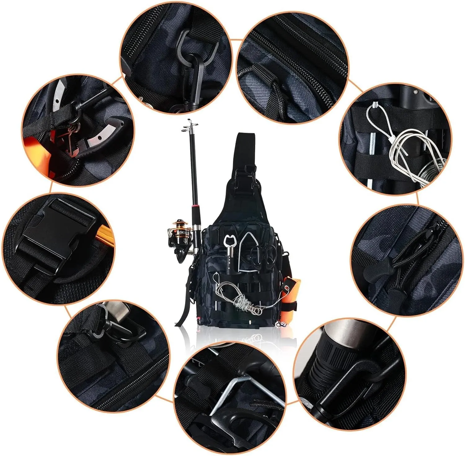 Aertiavty Fishing Backpack, Fishing Bag with Tackle Box, Compact Fishing Tackle Bag, Fishing Tackle Backpack with Rod Holder for Outdoor Sport Fishing Gifts for Men Women