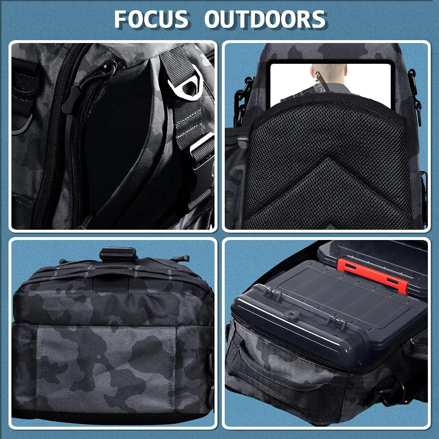 Aertiavty Fishing Backpack, Fishing Bag with Tackle Box, Compact Fishing Tackle Bag, Fishing Tackle Backpack with Rod Holder for Outdoor Sport Fishing Gifts for Men Women