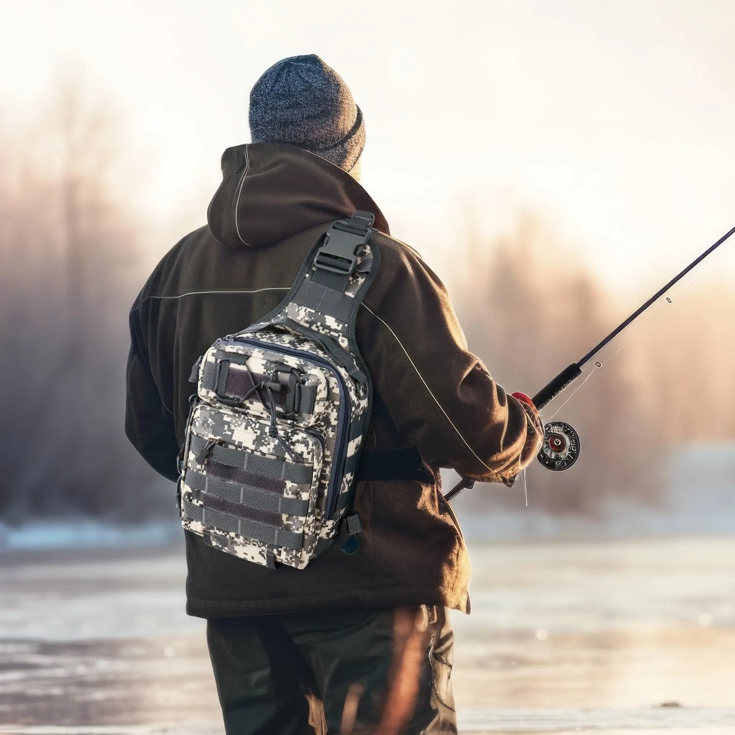 Aertiavty Fishing Backpack, Fishing Bag with Tackle Box, Compact Fishing Tackle Bag, Fishing Tackle Backpack with Rod Holder for Outdoor Sport Fishing Gifts for Men Women